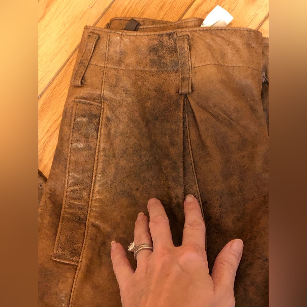 Vintage Forenza Tan Brown 100% Leather High Waist Pants Sz 6 - Picture 4 of 7